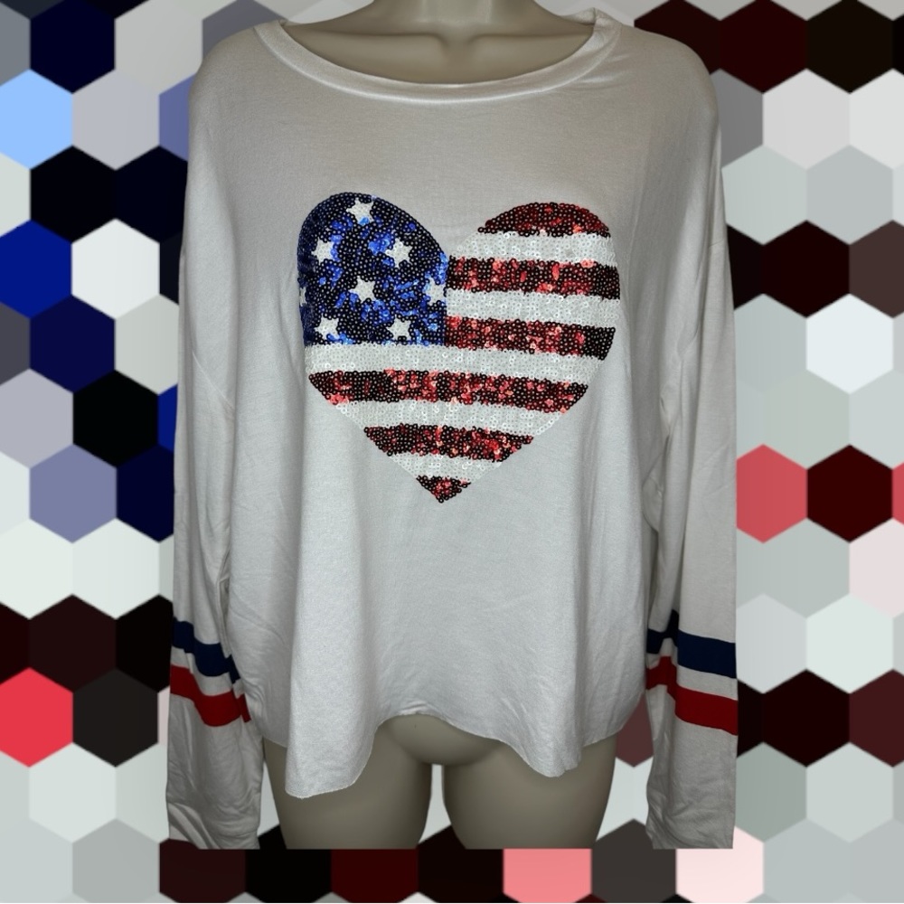 Miss Chievous long sleeve tee super cute and patriotic! NWT-Size Extra Large